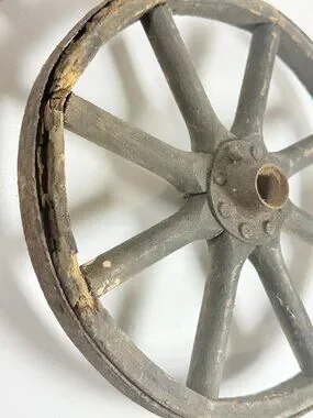 None | Accents | Antique 2 Wooden Wagon Wheels Iron Rim Rustic ...